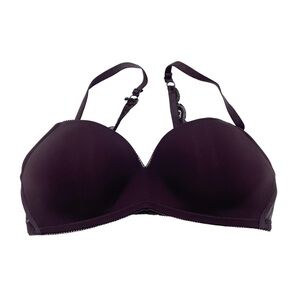 Aerie Women's Wireless Lightly Lined Bra Lace Trim Deep Raisin Size 34D